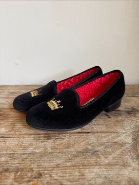 BERK Burlington Arcade UK 4 London Black Crown Velvet Loafers Moccasins
